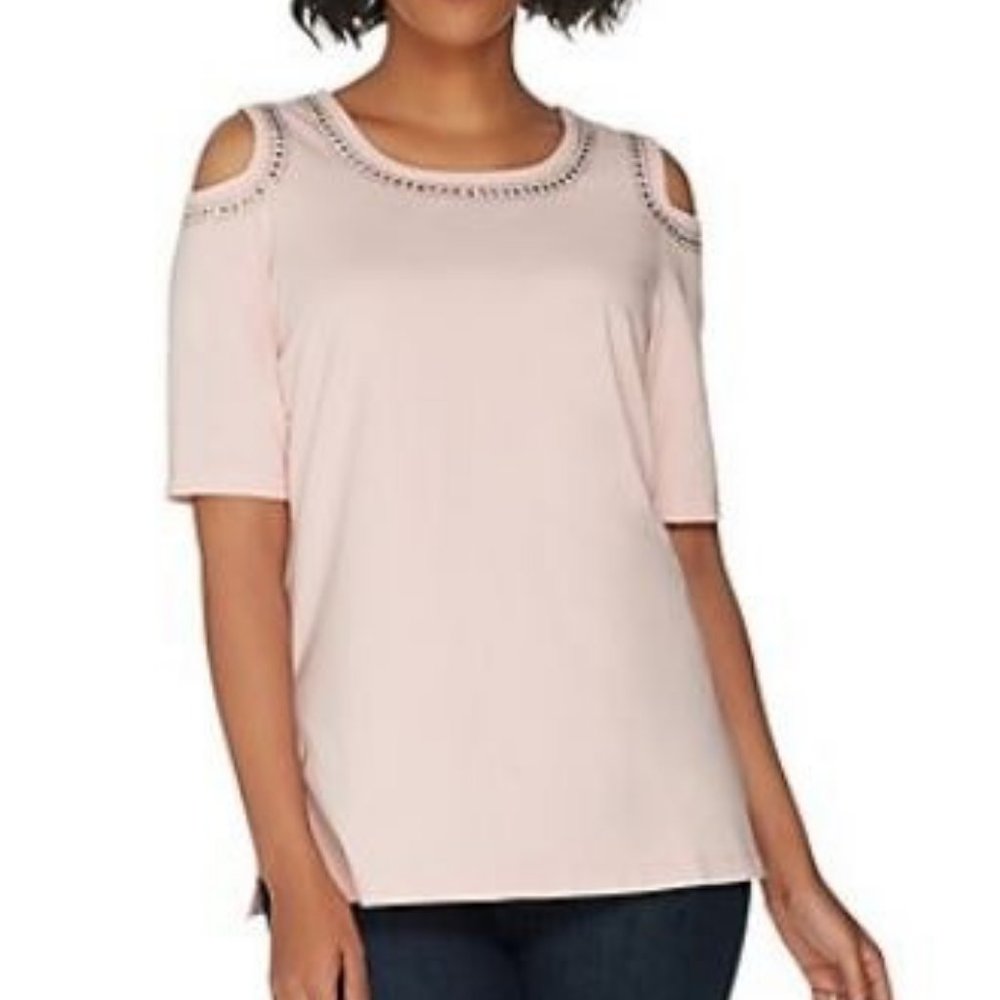 Kim Gravel TripleLuxe Cold Shoulder Top w/ Detail